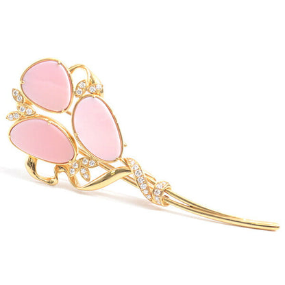 クイーン ジュエリー 18K イエロー ゴールド コンク シェル×ダイヤモンド ブローチ