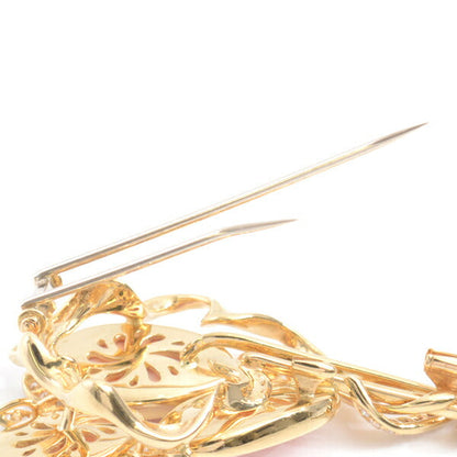 クイーン ジュエリー 18K イエロー ゴールド コンク シェル×ダイヤモンド ブローチ