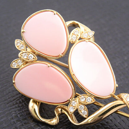 クイーン ジュエリー 18K イエロー ゴールド コンク シェル×ダイヤモンド ブローチ