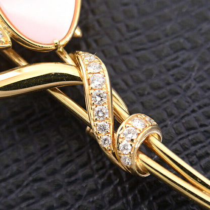 クイーン ジュエリー 18K イエロー ゴールド コンク シェル×ダイヤモンド ブローチ