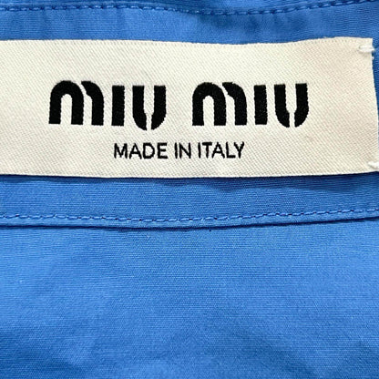 ミュウミュウ ロゴ刺繍オーバーサイズポプリン長袖シャツ