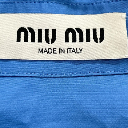ミュウミュウ ロゴ刺繍オーバーサイズポプリン長袖シャツ
