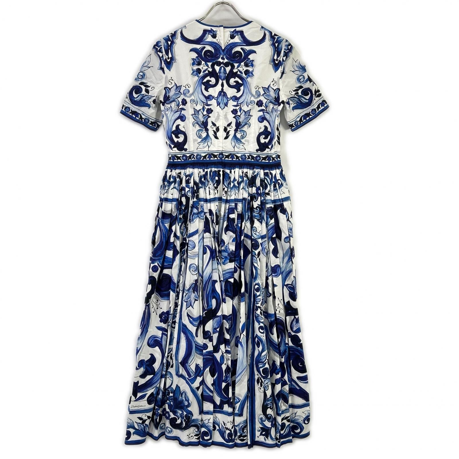 ドルチェ＆ガッバーナ POPLIN MIDI DRESS WITH MAIOLICA PRINT コットンワンピース
