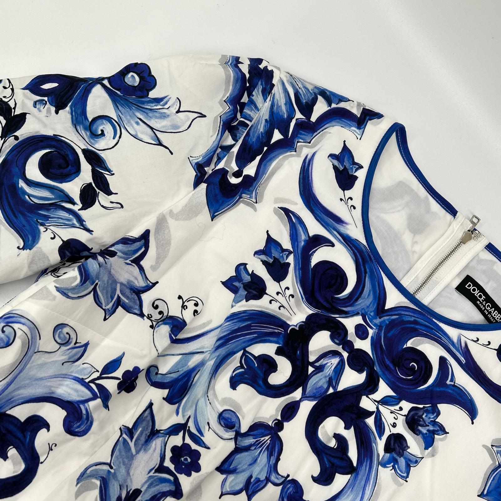ドルチェ＆ガッバーナ POPLIN MIDI DRESS WITH MAIOLICA PRINT コットンワンピース