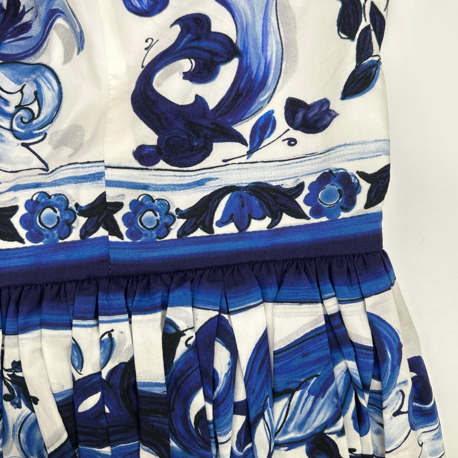 ドルチェ＆ガッバーナ POPLIN MIDI DRESS WITH MAIOLICA PRINT コットンワンピース