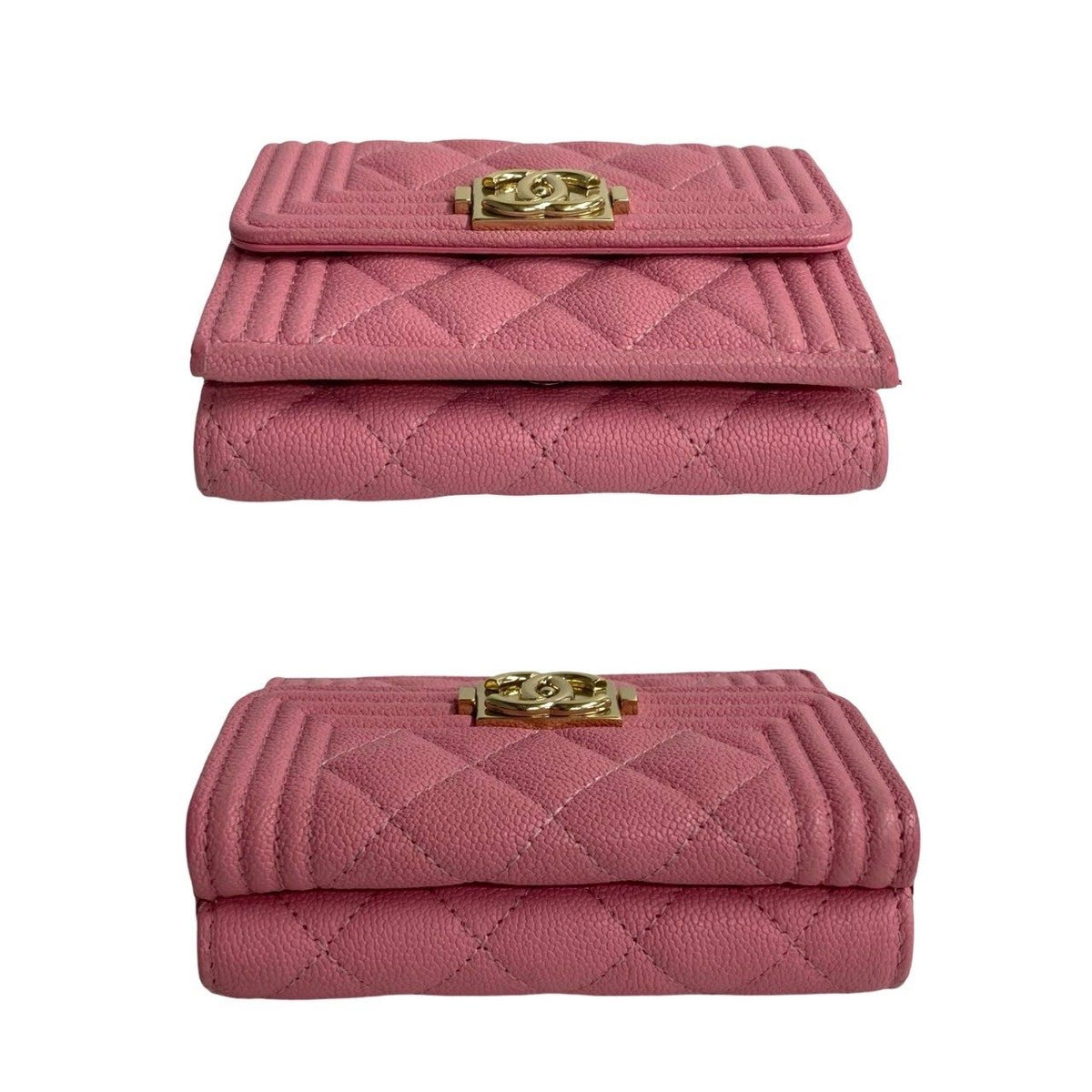 シャネル ボーイシャネル レザー 三つ折り財布