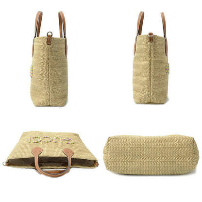グッチ パッチ ラフィア 2way トートバッグ