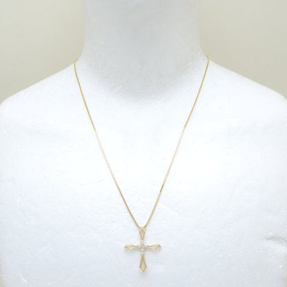 ダイヤモンド クロス ネックレス 0.12ct K18YG ゴールド