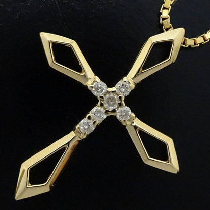 ダイヤモンド クロス ネックレス 0.12ct K18YG ゴールド