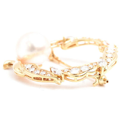 ミキモト 18K イエローゴールド パール ダイヤモンド ブローチ
