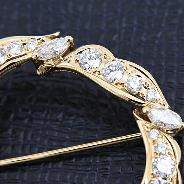 ミキモト 18K イエローゴールド パール ダイヤモンド ブローチ