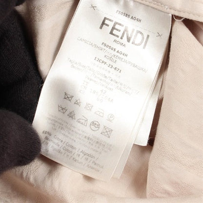 Fendi FENDI Men’s Beige Cotton Zucca FF Monogram Long-Sleeve Top (Pre-Owned) Textile Tops
