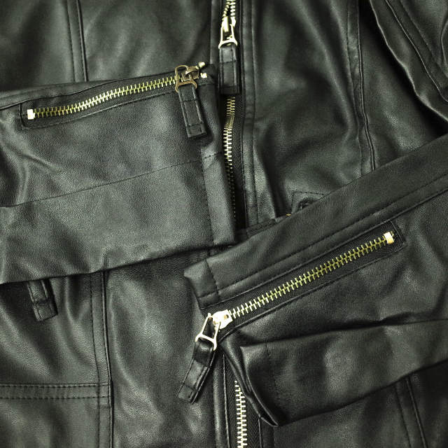 フェイクレザーダブルライダースジャケット