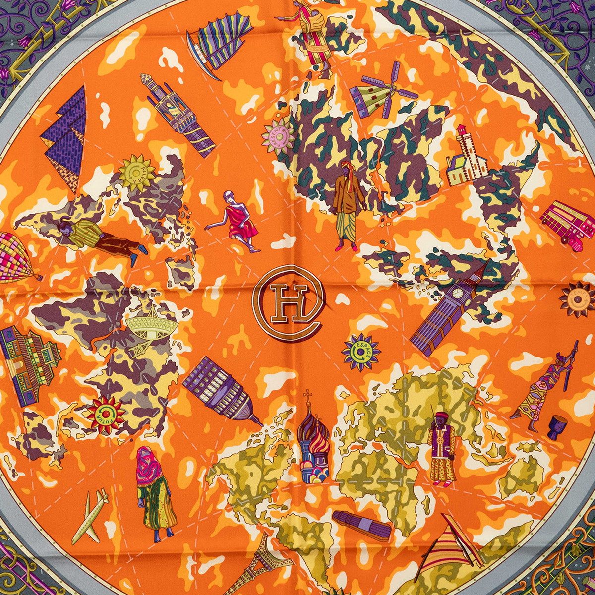エルメス カレ90 www.hermes.com 世界地図 シルクスカーフ