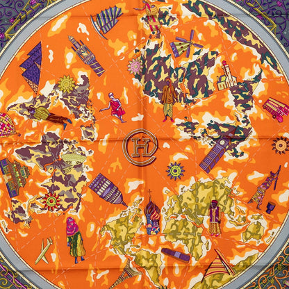 エルメス カレ90 www.hermes.com 世界地図 シルクスカーフ