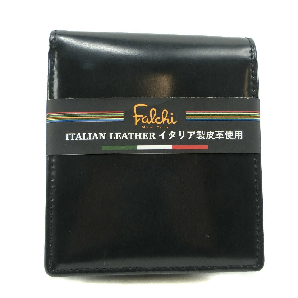 イタリアン レザー 二つ折り 財布 ブラック