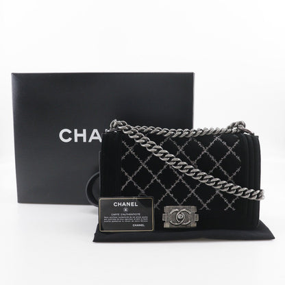 シャネル ボーイシャネル 25 ベロアレザー 2WAYショルダーバッグ