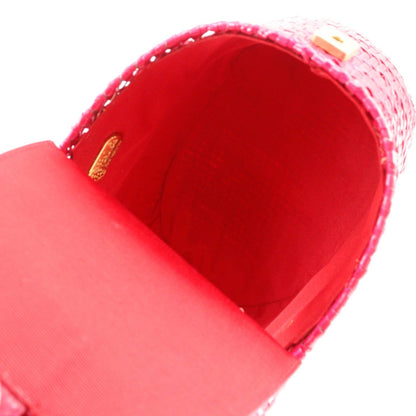 フェンディ ストロー型押しレザーハンドバッグ