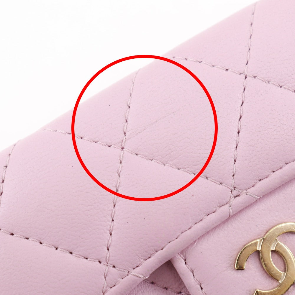 シャネル クラシック マトラッセ ラムスキン 三つ折り財布