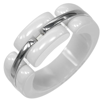 シャネル ウルトラ Au750ホワイトゴールド セラミック リング 49号