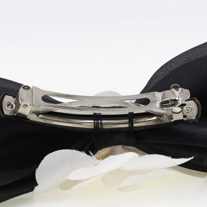 シャネル カメリア リボン バレッタ サテン テキスタイル