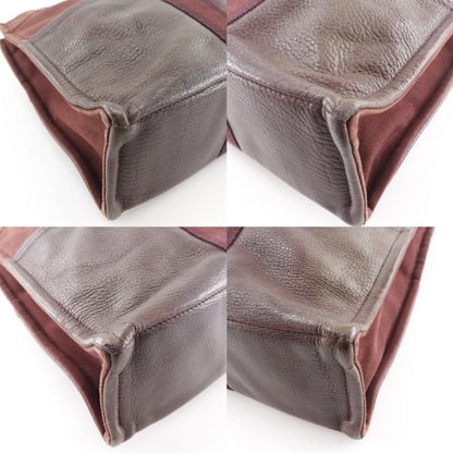 エルメス サックフールトゥMM コットンキャンバス×レザー ハンドバッグ