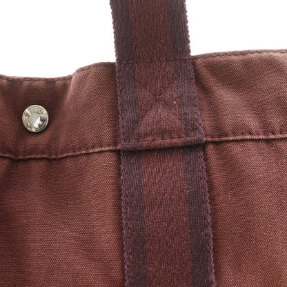 エルメス サックフールトゥMM コットンキャンバス×レザー ハンドバッグ