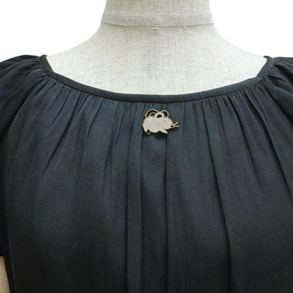 マウス モチーフ 2way ブローチ ペンダント トップ Au750 シェル オニキス ダイヤモンド