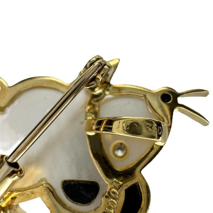 マウス モチーフ 2way ブローチ ペンダント トップ Au750 シェル オニキス ダイヤモンド