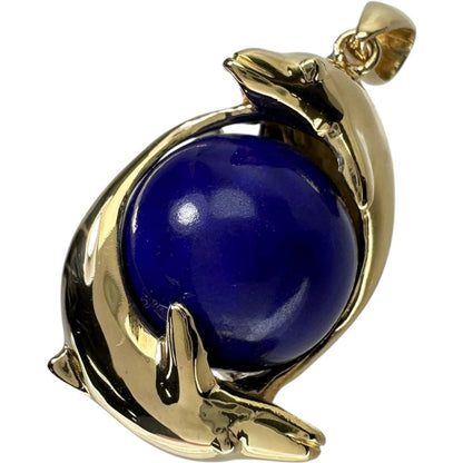 Au750 ドルフィン デザイン ラピスラズリ ペンダント