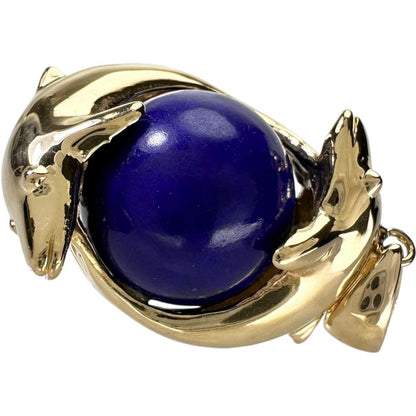 Au750 ドルフィン デザイン ラピスラズリ ペンダント