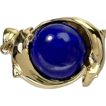 Au750 ドルフィン デザイン ラピスラズリ ペンダント