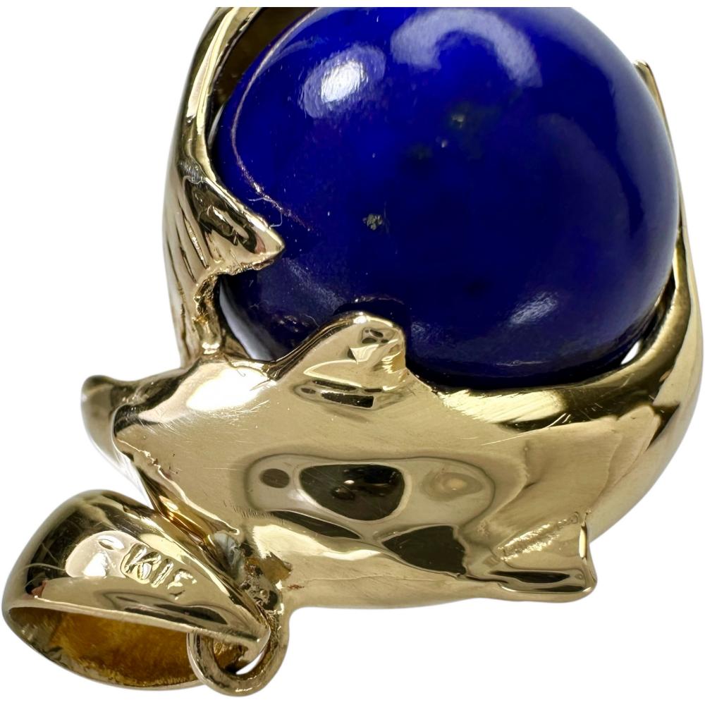 Au750 ドルフィン デザイン ラピスラズリ ペンダント