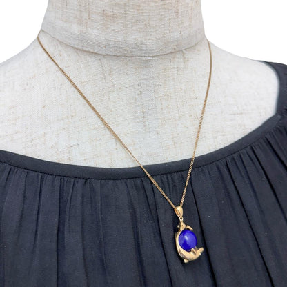 Au750 ドルフィン デザイン ラピスラズリ ペンダント