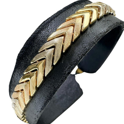 イタリアン デザイン Au750 三色 ヘリンボーン チェーン ブレスレット