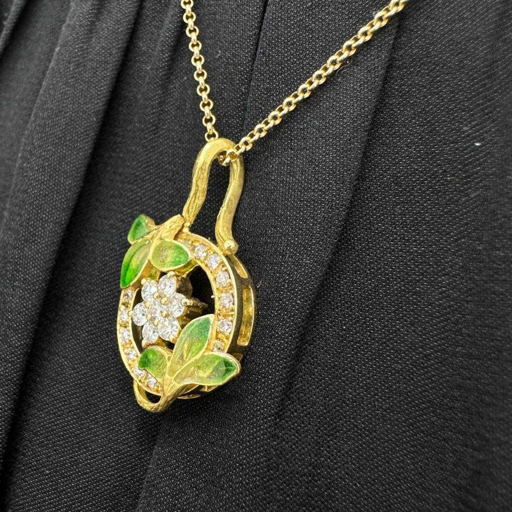 中嶋邦夫 Au750 エナメル ダイヤモンド ネックレス
