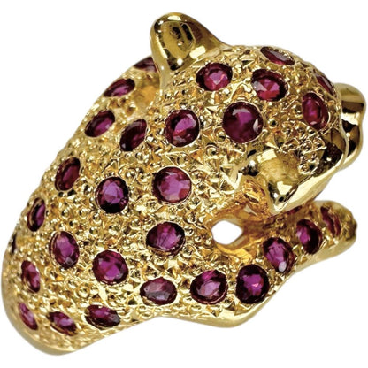 Au750 パンサーモチーフ ルビー ダイヤモンド リング