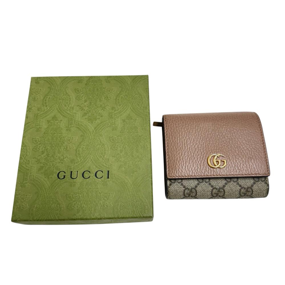 グッチ GGマーモント GGスプリームキャンバス レザー 財布