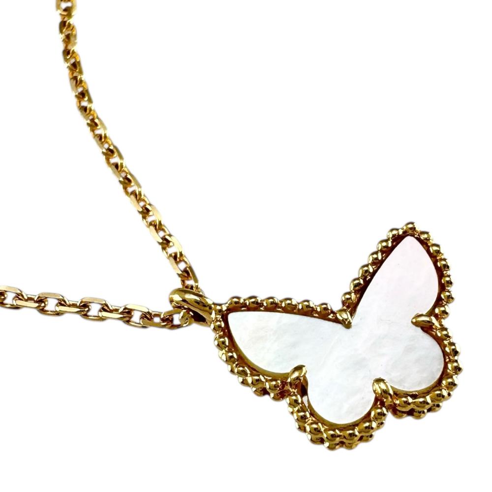 ヴァンクリーフアーペル スウィートパピヨン Au750イエローゴールド ホワイトシェル ネックレス