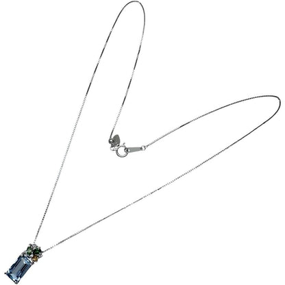 Au750アクアマリンペリドットグリーンガーネットシトリンダイヤモンドネックレス