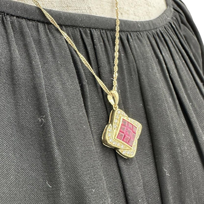 Au750 ルビー ダイヤモンド ネックレス