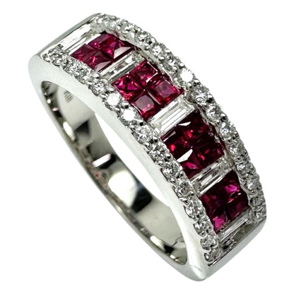 Au750ホワイトゴールド ルビー0.70ct ダイヤモンド0.55ct リング