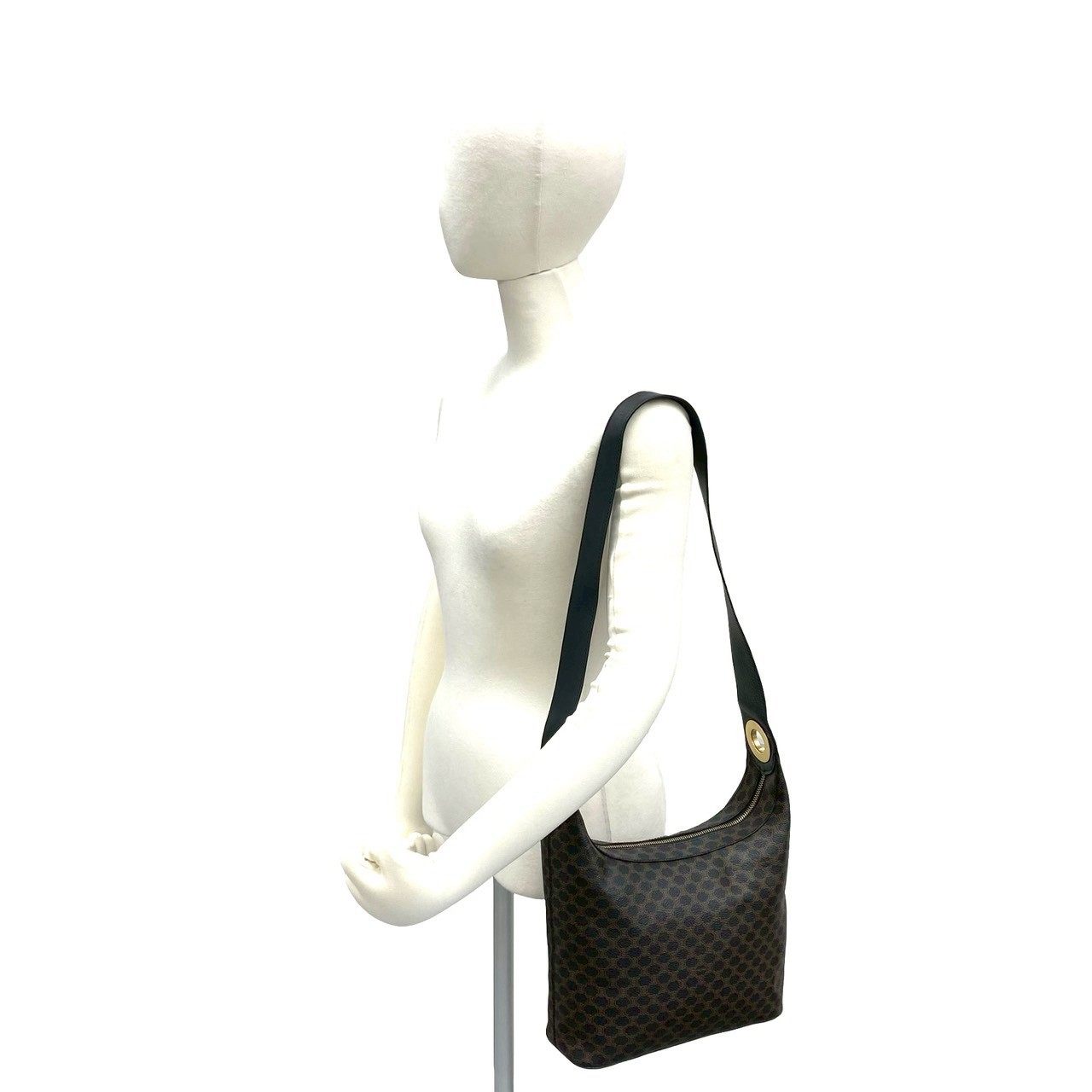 セリーヌ マカダム ブラゾン PVC レザー ショルダーバッグ
