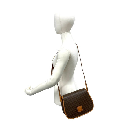 セリーヌ マカダム レザー ショルダーバッグ
