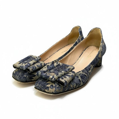 クリスチャンディオール Flower Printed Denim パンプス