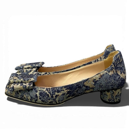クリスチャンディオール Flower Printed Denim パンプス