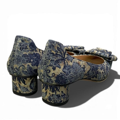 クリスチャンディオール Flower Printed Denim パンプス