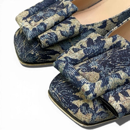クリスチャンディオール Flower Printed Denim パンプス