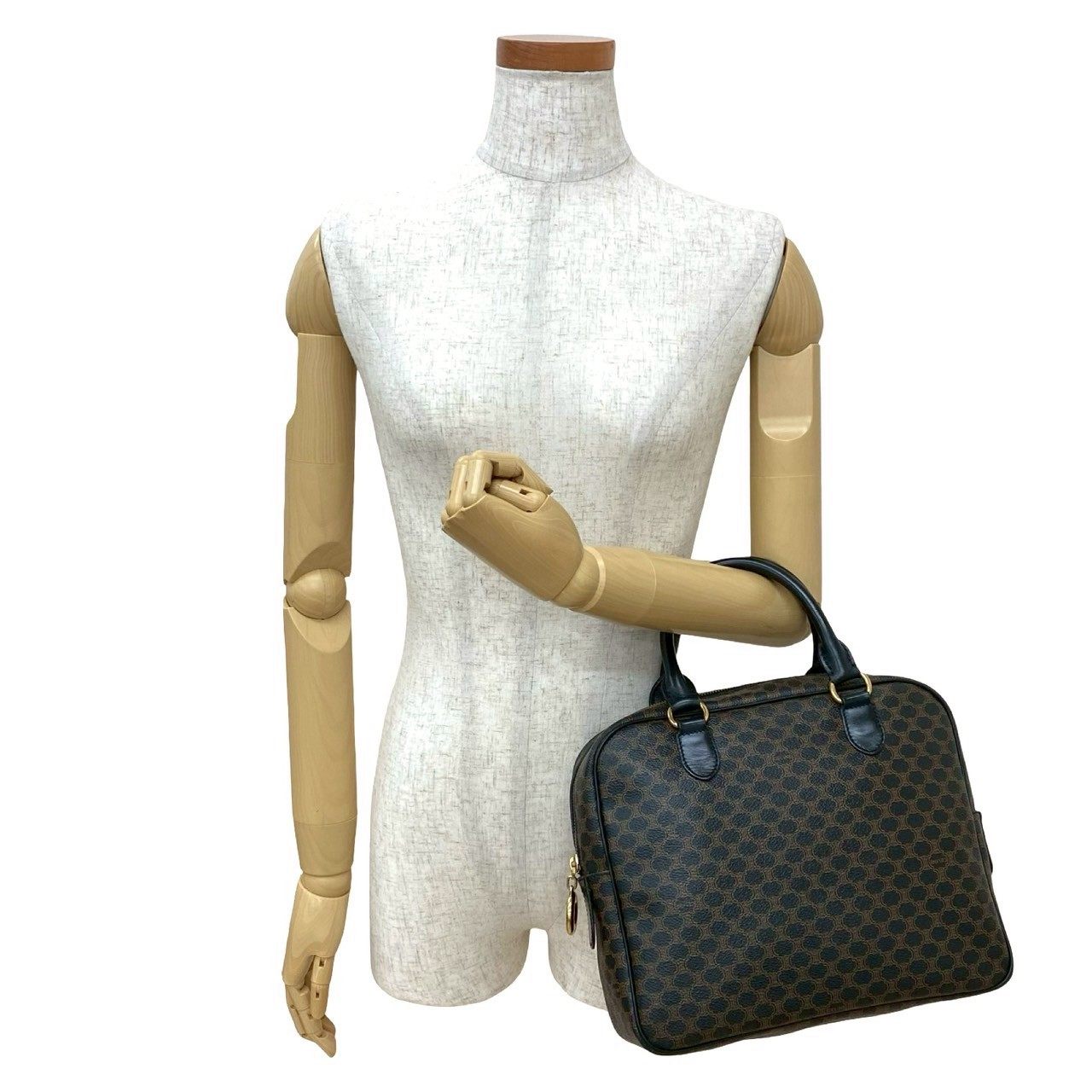 セリーヌ マカダム ブラゾン PVC レザー ハンドバッグ