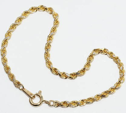 Au750 イエロー ゴールド ホワイト ゴールド カット ロープ チェーン ブレスレット